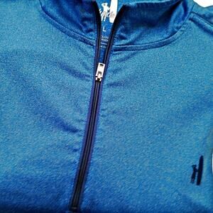 Johnnie-O Men's LRG 1/4 Zip Blue Long Sleeve Performance Pullover Golf Shirt